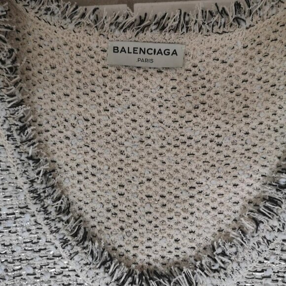 Balenciaga Tweed Fringe Trimmed Loose Sleeveless Top - Picture 9 of 14